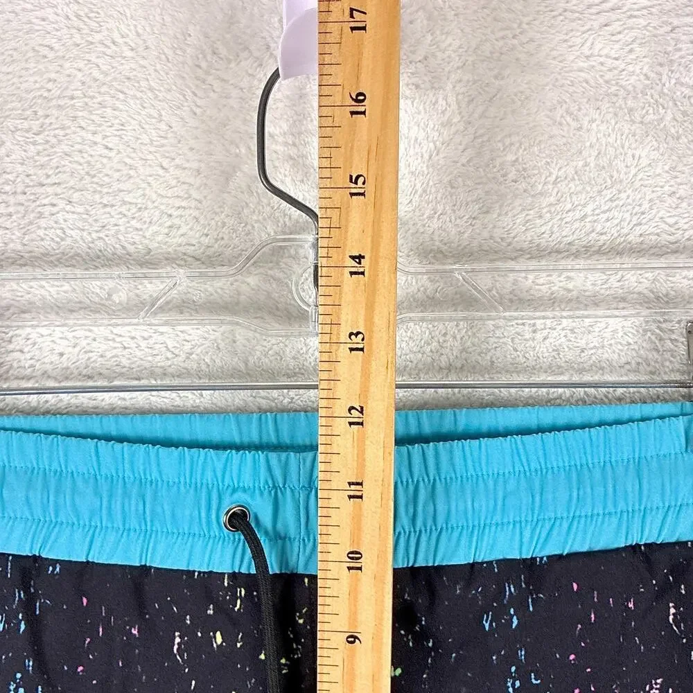 VTG Slunks Shorts Mens L Black Blue Pull On Performance Beach Volleyball Preppy